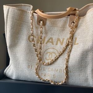 CHANEL Cream & Gold Deauville XL Tote